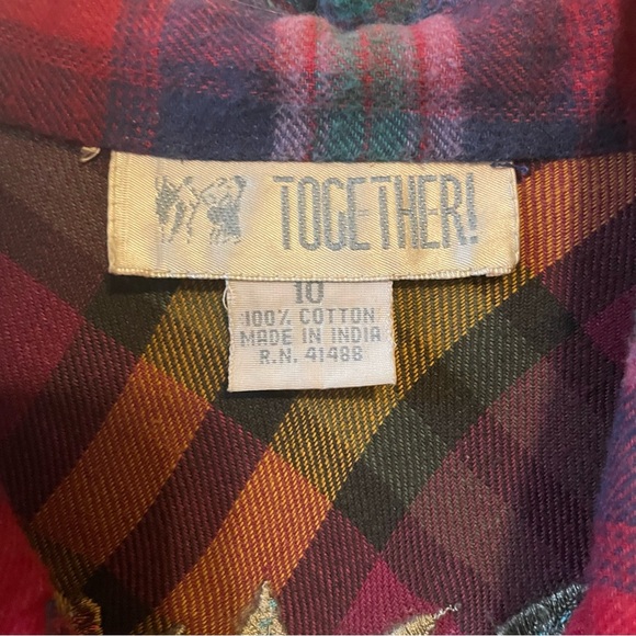 Vintage 90s Mixed Print Plaid Dress - Picture 4 of 6